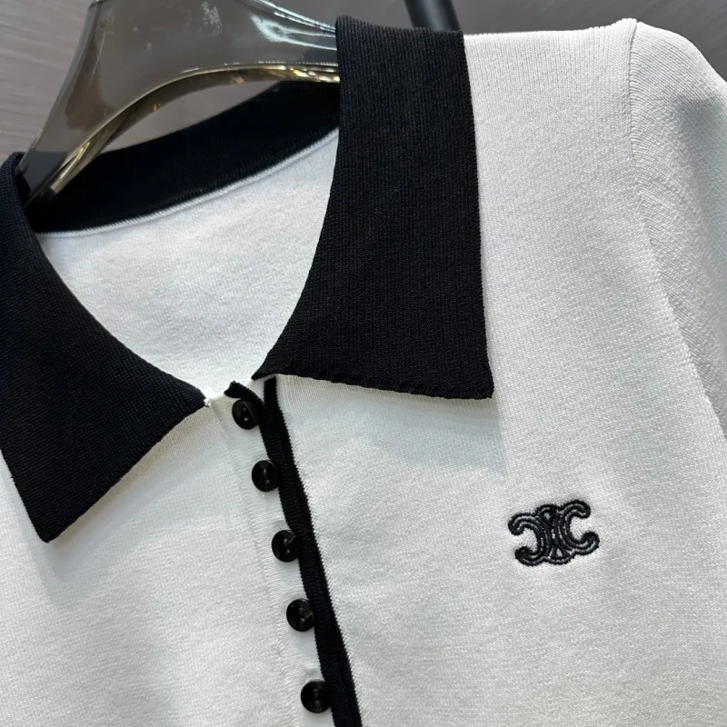 『フリーサイズ』憧れ 激売れ中 美人度アップ フェミニン 折り襟 ニット 半袖 Ｔシャツ