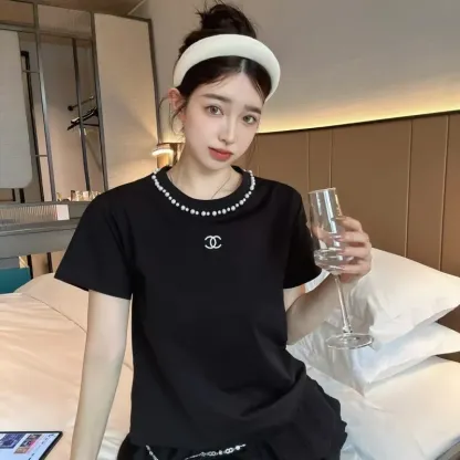 『S-L』魅力的 売れ切れ必至 キレカジ 刺繍 着瘦せ 半袖 Ｔシャツ