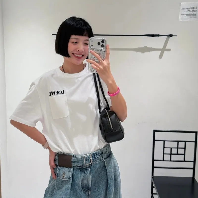 『S-L』大人の定番 合わせやすい ノームコア 刺繍 ポケット付き 半袖 Ｔシャツ