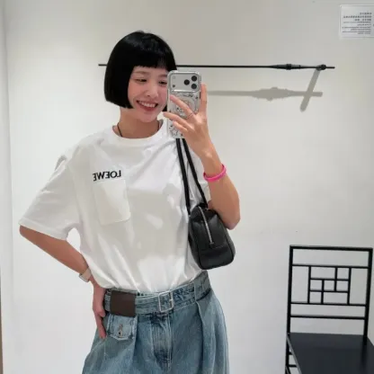 『S-L』大人の定番 合わせやすい ノームコア 刺繍 ポケット付き 半袖 Ｔシャツ