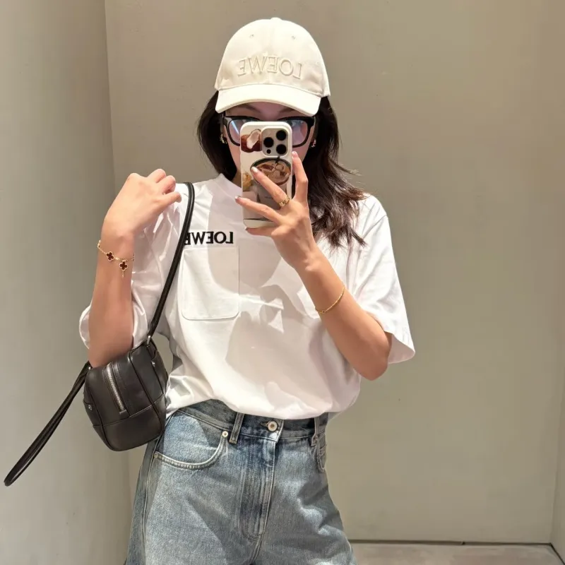 『S-L』大人の定番 合わせやすい ノームコア 刺繍 ポケット付き 半袖 Ｔシャツ