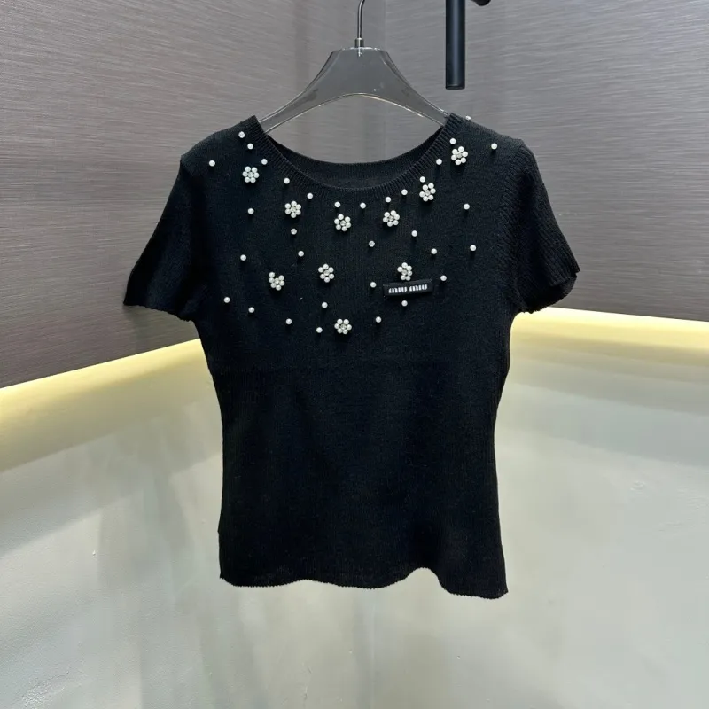 『フリーサイズ』人気上昇中 売れ筋 手触り良く モード パール 半袖 Ｔシャツ