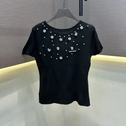 『フリーサイズ』人気上昇中 売れ筋 手触り良く モード パール 半袖 Ｔシャツ