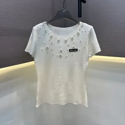 『フリーサイズ』人気上昇中 売れ筋 手触り良く モード パール 半袖 Ｔシャツ