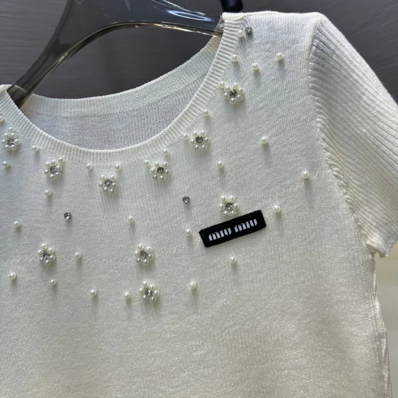 『フリーサイズ』人気上昇中 売れ筋 手触り良く モード パール 半袖 Ｔシャツ