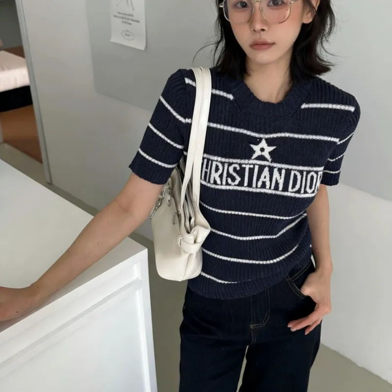 『フリーサイズ』NO.1人気 優しい雰囲気 モード ボーダー柄 半袖 Ｔシャツ