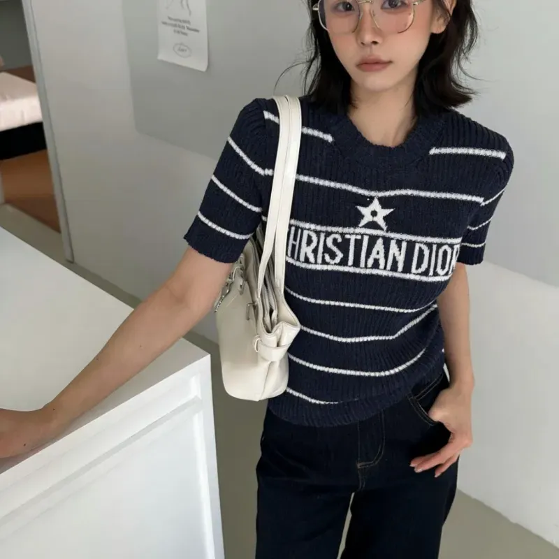 『フリーサイズ』NO.1人気 優しい雰囲気 モード ボーダー柄 半袖 Ｔシャツ
