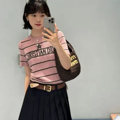 『フリーサイズ』NO.1人気 優しい雰囲気 モード ボーダー柄 半袖 Ｔシャツ
