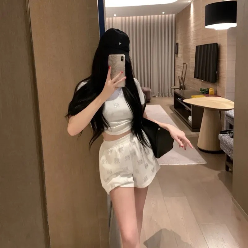 『S-L』NO.1人気 優しい雰囲気 ファッション ホットフィックス ストーン セットアップ