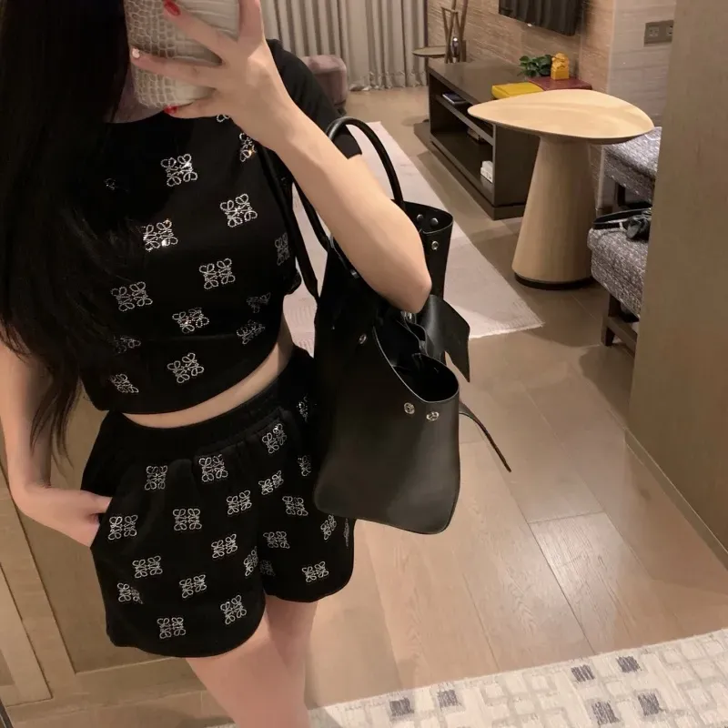 『S-L』NO.1人気 優しい雰囲気 ファッション ホットフィックス ストーン セットアップ