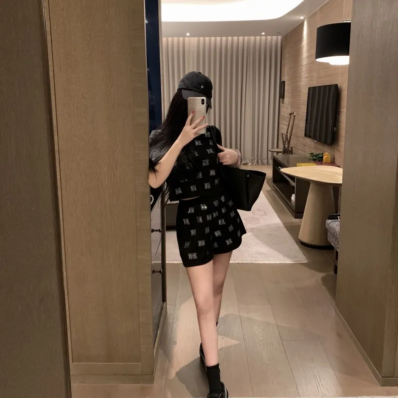 『S-L』NO.1人気 優しい雰囲気 ファッション ホットフィックス ストーン セットアップ