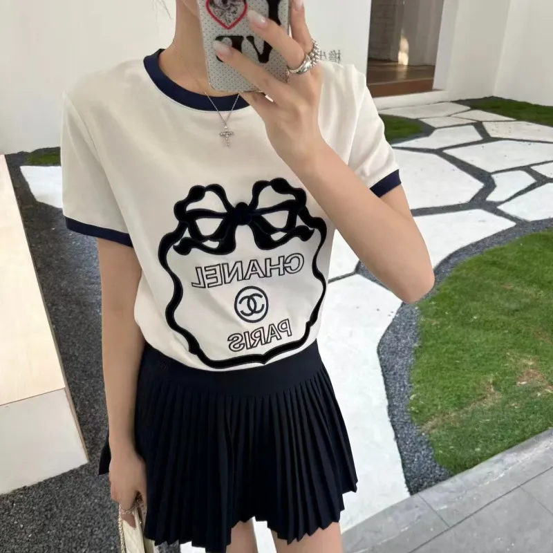 『S-L』人気爆発中 着回し最強 スウィート ベルベット リボン 半袖 Ｔシャツ