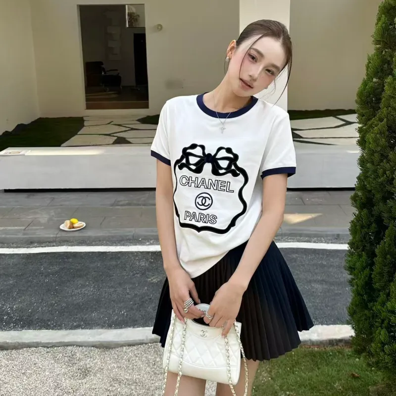 『S-L』人気爆発中 着回し最強 スウィート ベルベット リボン 半袖 Ｔシャツ