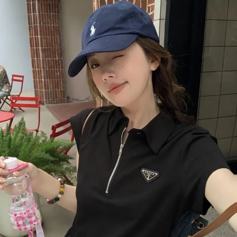 『S-L』大注目 女子マスト 高級感 セレブリティ 折り襟 ハーフ ジップ ワンピース