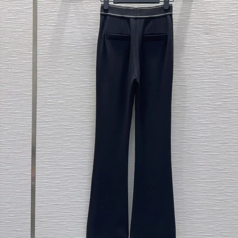 『S-L』好感度100％ 大人の定番 合わせやすい モード ハイウエスト ストレッチ パンツ
