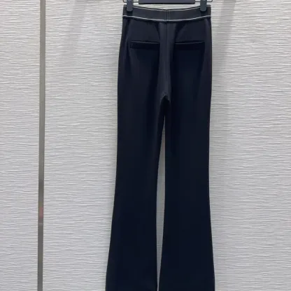 『S-L』好感度100％ 大人の定番 合わせやすい モード ハイウエスト ストレッチ パンツ