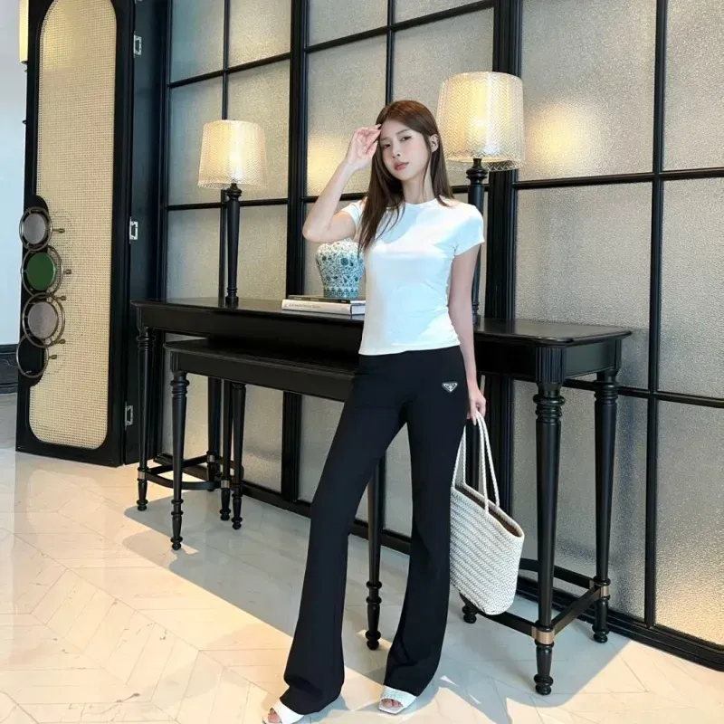 『S-L』好感度100％ 大人の定番 合わせやすい モード ハイウエスト ストレッチ パンツ