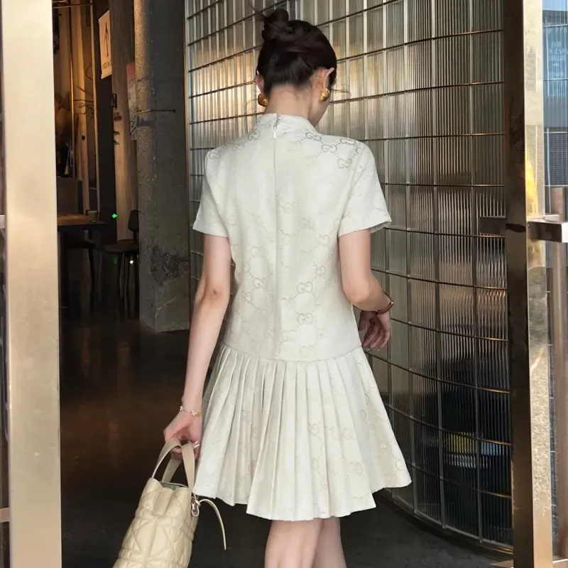 『S-L』大注目女子マスト 組み合わせやすい フェミニン スタンドネック ワンピース