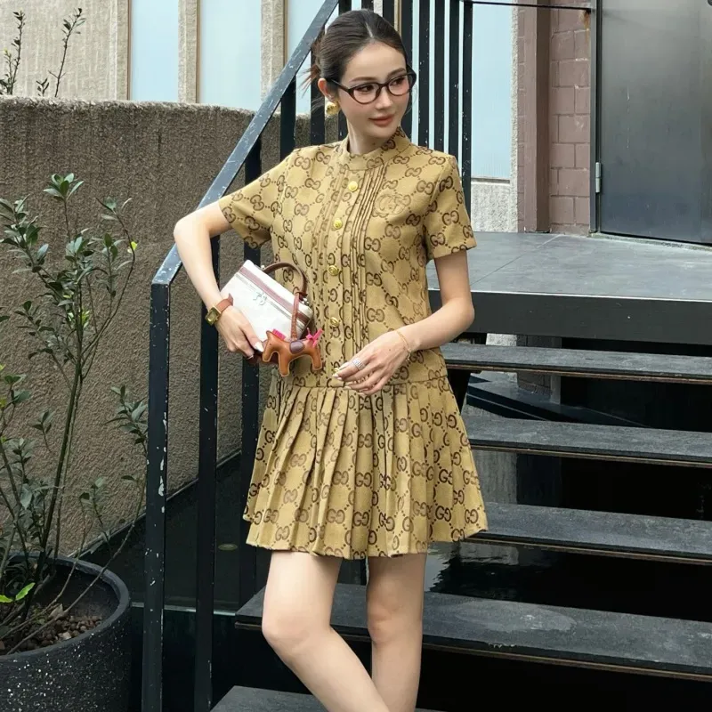 『S-L』大注目女子マスト 組み合わせやすい フェミニン スタンドネック ワンピース