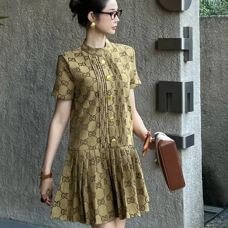 『S-L』大注目女子マスト 組み合わせやすい フェミニン スタンドネック ワンピース