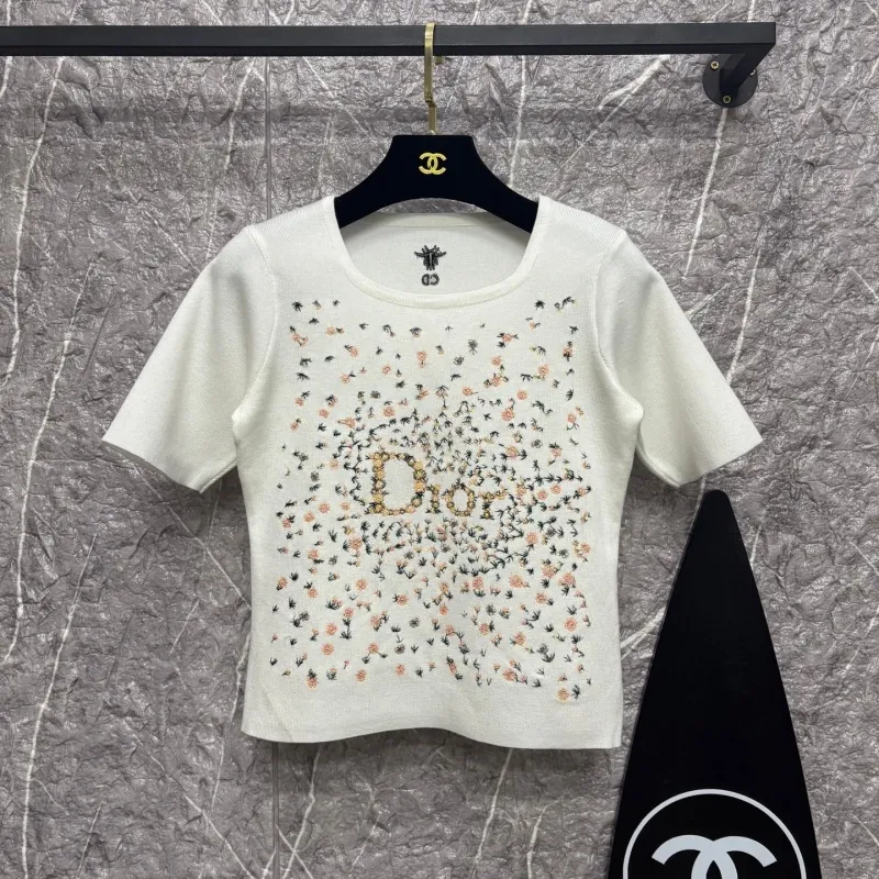『フリーサイズ』大注目 高級感 組み合わせやすい モード 刺繍 プルオーバー 半袖 Ｔシャツ