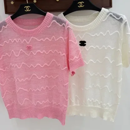 『フリーサイズ』大活躍 超人気商品 大人の定番 フェミニン ニット 半袖 Ｔシャツ