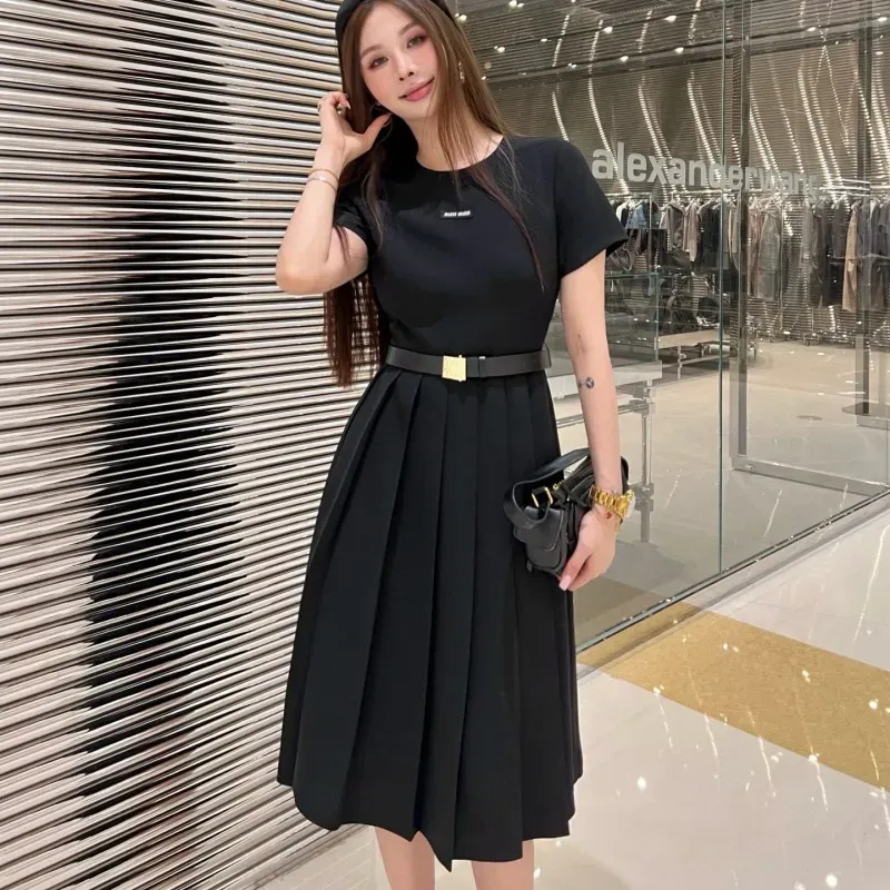 『S-L』NO.1人気 優しい雰囲気 エレガント ベルト付き 半袖 ワンピース