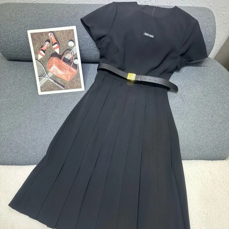 『S-L』NO.1人気 優しい雰囲気 エレガント ベルト付き 半袖 ワンピース