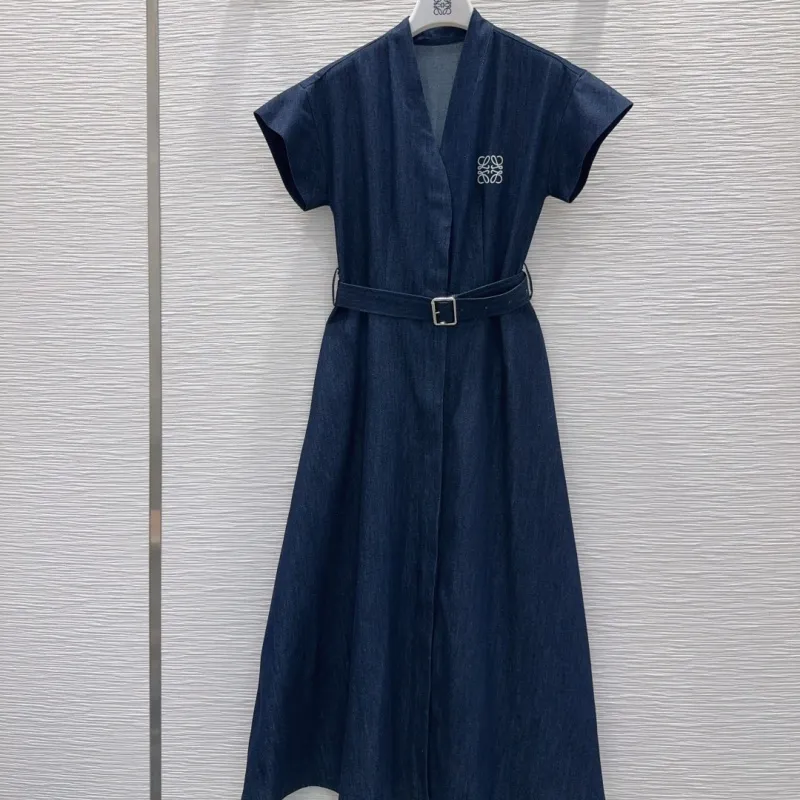 『S-L』好感度UP 最愛の一着 エレガント Vネック 刺繍 ワンピース