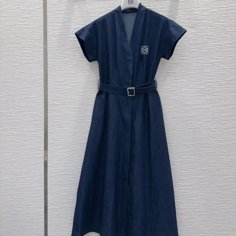 『S-L』好感度UP 最愛の一着 エレガント Vネック 刺繍 ワンピース
