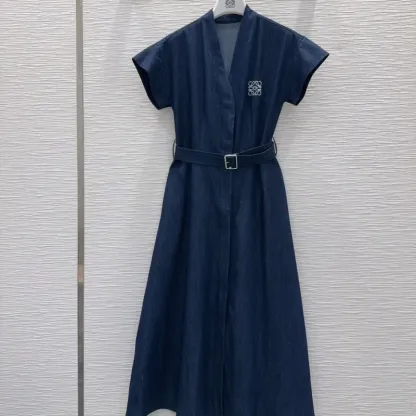 『S-L』好感度UP 最愛の一着 エレガント Vネック 刺繍 ワンピース