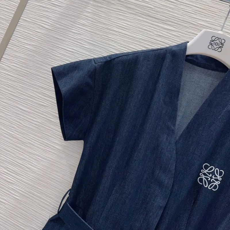 『S-L』好感度UP 最愛の一着 エレガント Vネック 刺繍 ワンピース