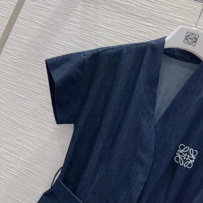 『S-L』好感度UP 最愛の一着 エレガント Vネック 刺繍 ワンピース