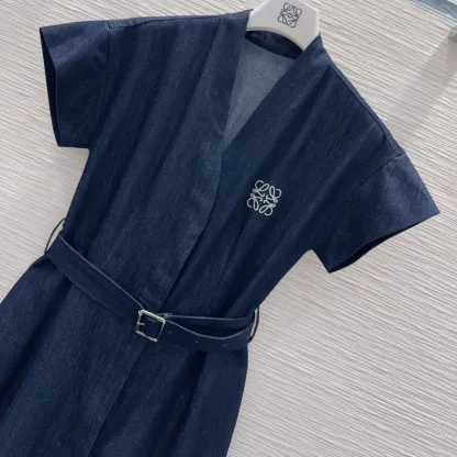 『S-L』好感度UP 最愛の一着 エレガント Vネック 刺繍 ワンピース