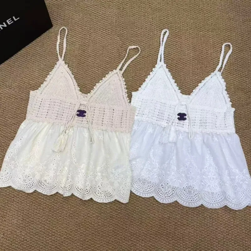 『S-L』好感度UP 最愛の一着 セレブリティ 透かし彫り キャミソール トップス