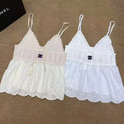 『S-L』好感度UP 最愛の一着 セレブリティ 透かし彫り キャミソール トップス