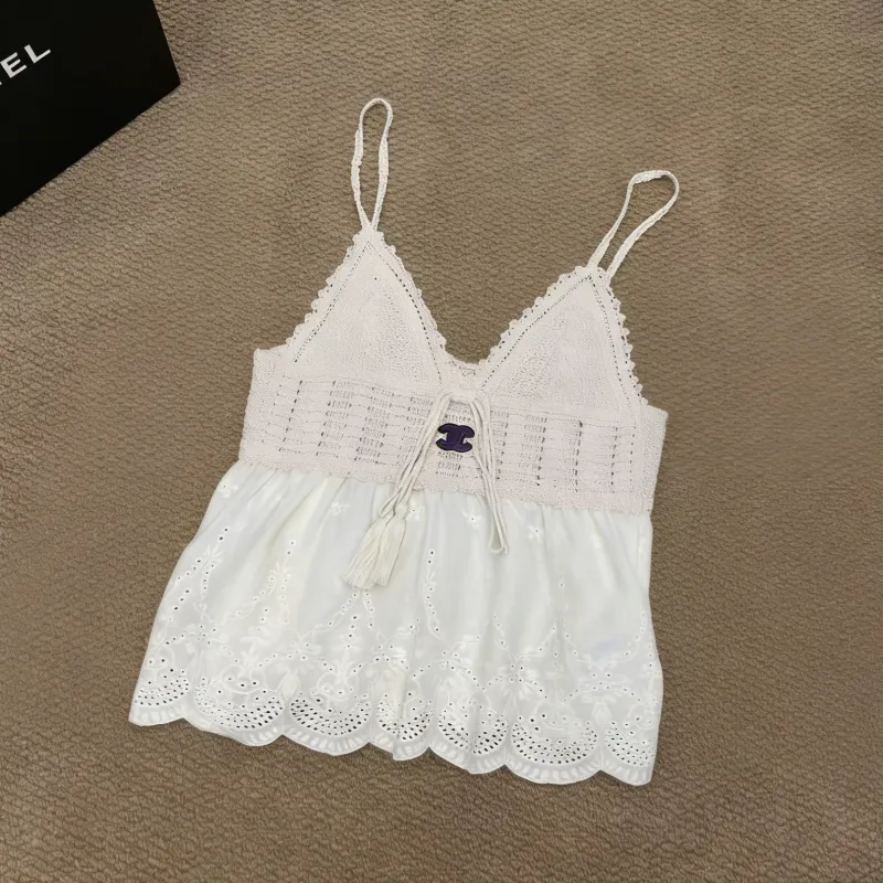 『S-L』好感度UP 最愛の一着 セレブリティ 透かし彫り キャミソール トップス