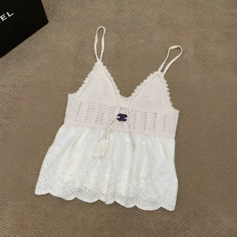 『S-L』好感度UP 最愛の一着 セレブリティ 透かし彫り キャミソール トップス