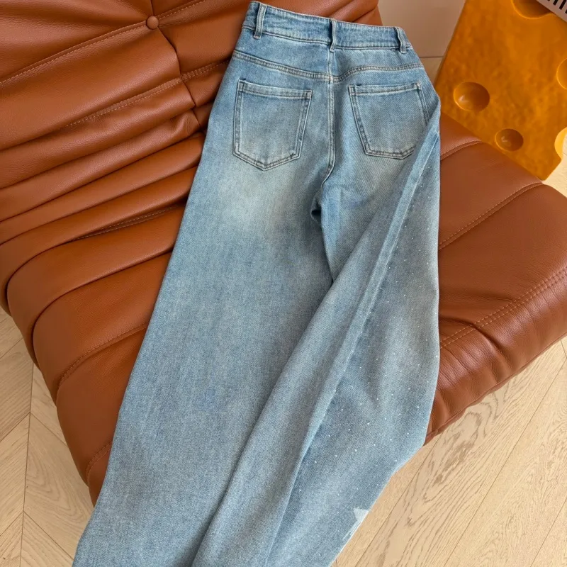 『S-L』憧れ 激売れ中 美人度アップ トレンド ホットフィックス ストーン デニム レイヤード パンツ