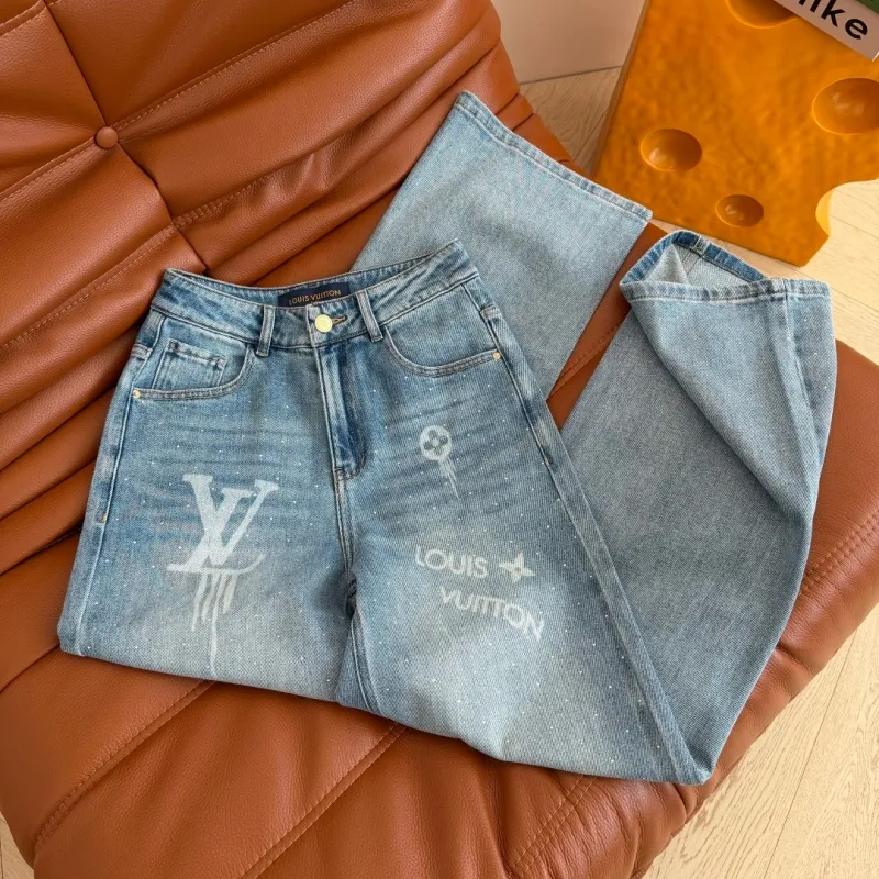 『S-L』憧れ 激売れ中 美人度アップ トレンド ホットフィックス ストーン デニム レイヤード パンツ