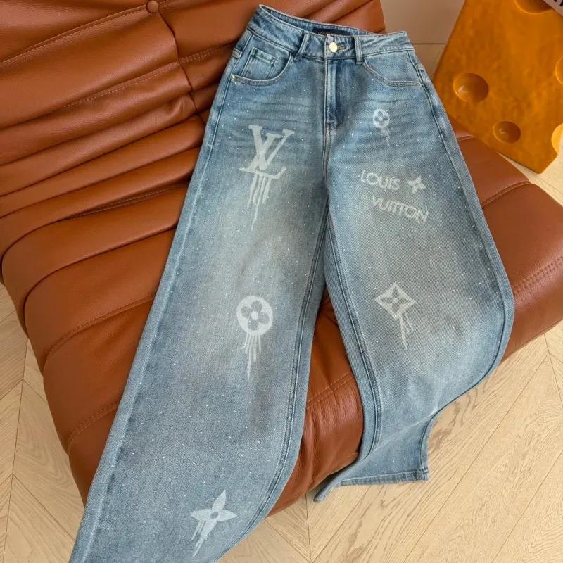 『S-L』憧れ 激売れ中 美人度アップ トレンド ホットフィックス ストーン デニム レイヤード パンツ
