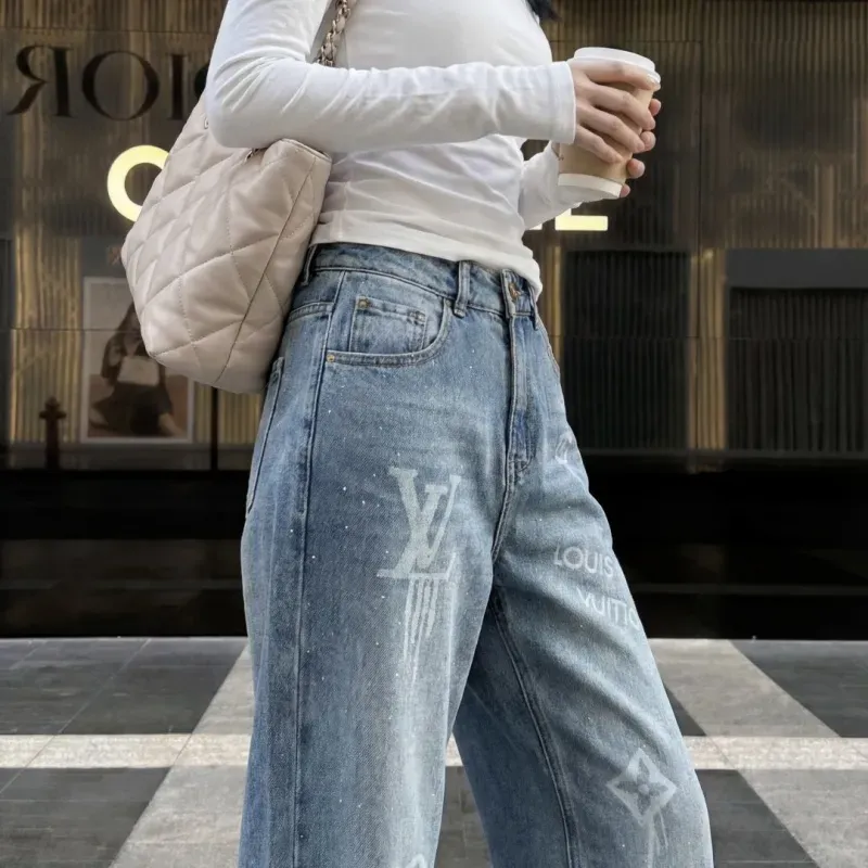 『S-L』憧れ 激売れ中 美人度アップ トレンド ホットフィックス ストーン デニム レイヤード パンツ