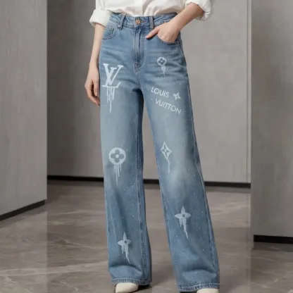『S-L』憧れ 激売れ中 美人度アップ トレンド ホットフィックス ストーン デニム レイヤード パンツ