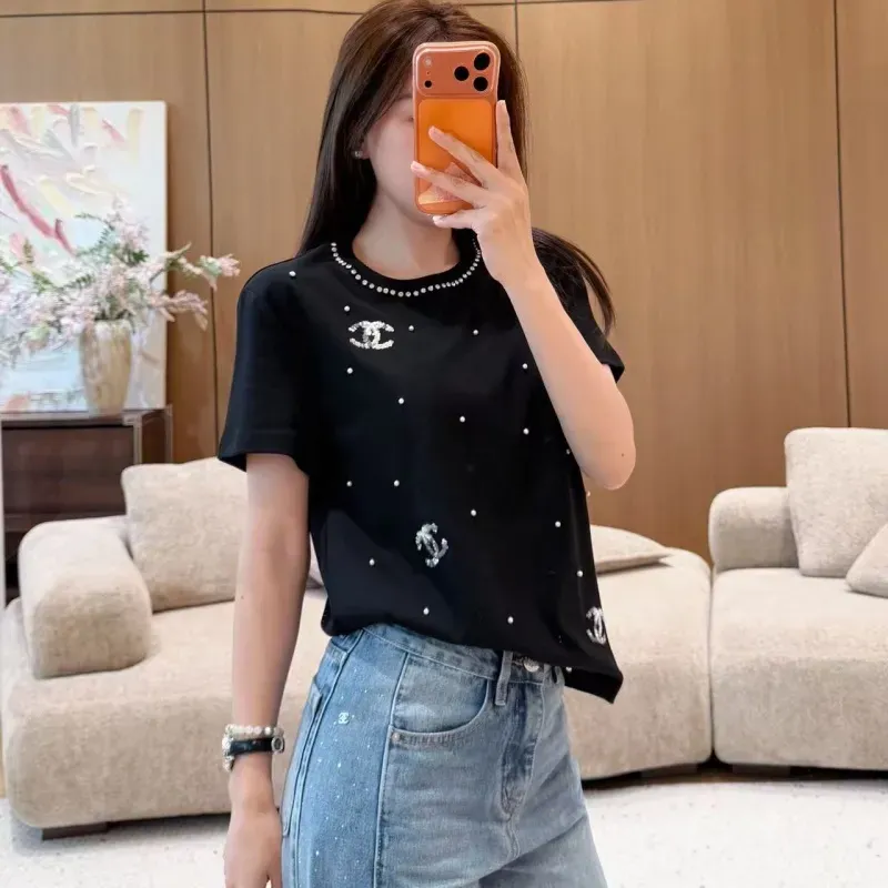 『S-L』売れ切れ必至 魅力的 キレカジ スパンコール 半袖 Ｔシャツ