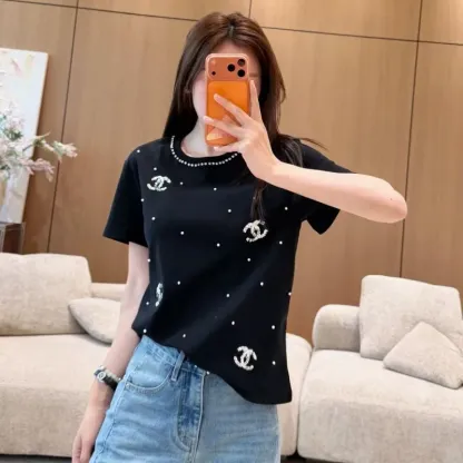 『S-L』売れ切れ必至 魅力的 キレカジ スパンコール 半袖 Ｔシャツ