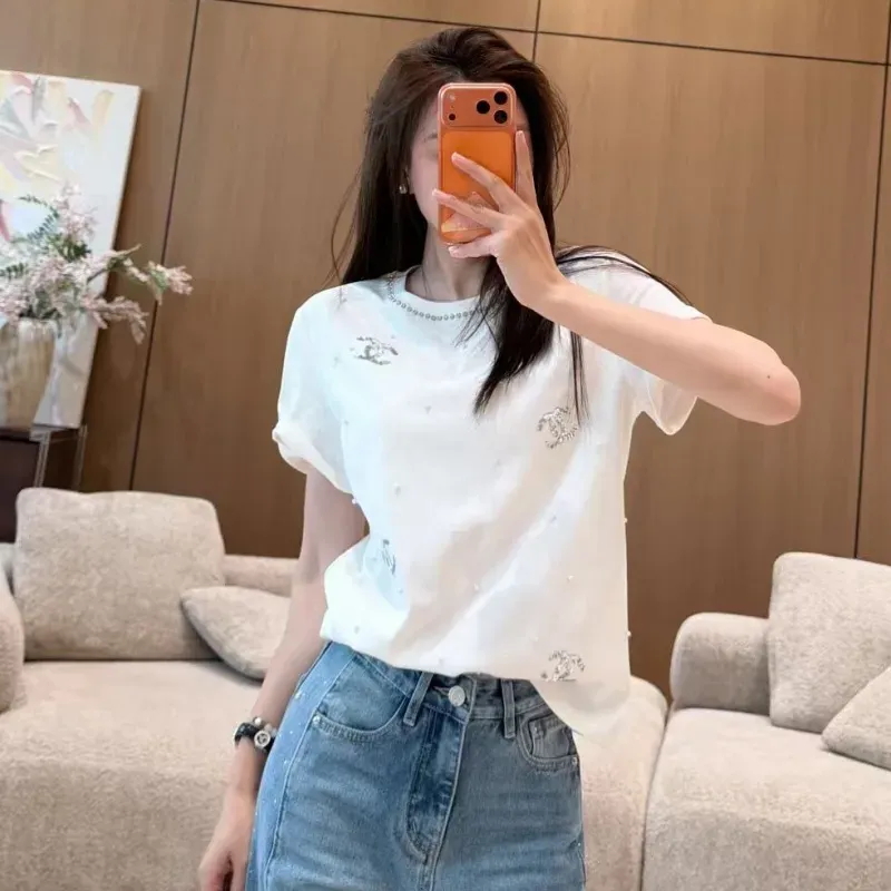 『S-L』売れ切れ必至 魅力的 キレカジ スパンコール 半袖 Ｔシャツ