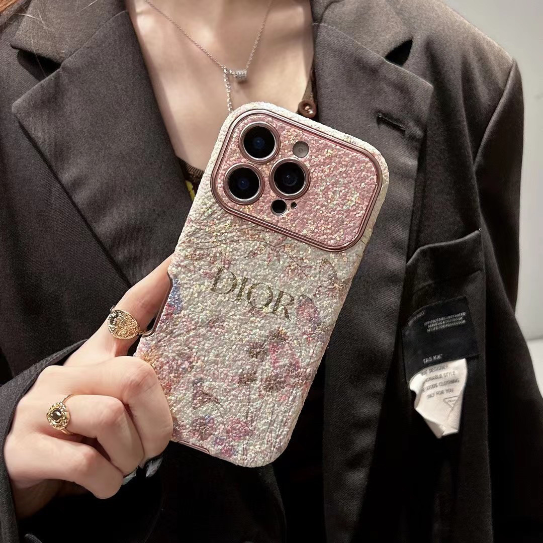 人気のトレンドブランド、スパンコールフラワー柄iPhone用スマホケース