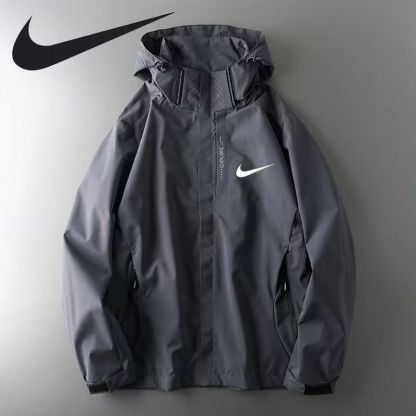 秋冬 3-in-1 防風・保温アウトドアジャケット ユニセックス 取り外し可能なフード スリムスポーツスタイル
