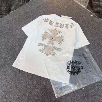 『S-4XL』新作サマースタイル 3D刺繍入りレザー風トレンドTシャツ 半袖