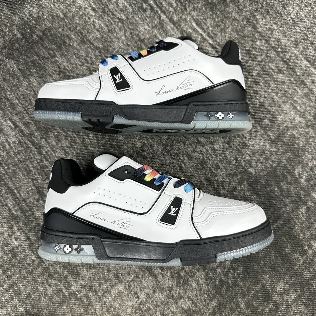 【L001】ルイ・ヴィトン LOUIS VUITTON TRAINER LINE SNEAKER "WHITE BLACK"